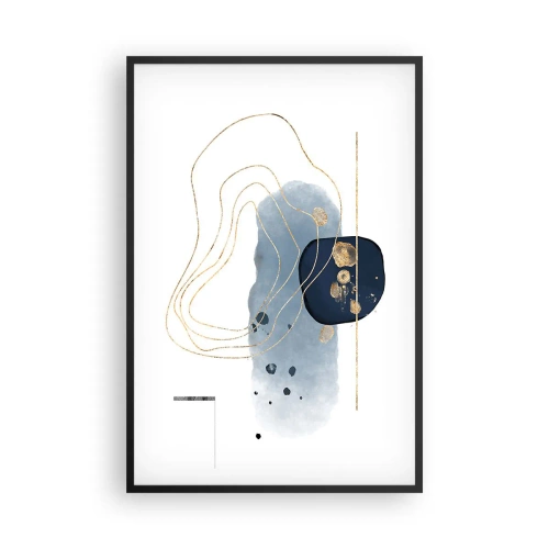 Affiche dans un cadre noir - Poster - Fantaisie bleu et or - 61x91 cm