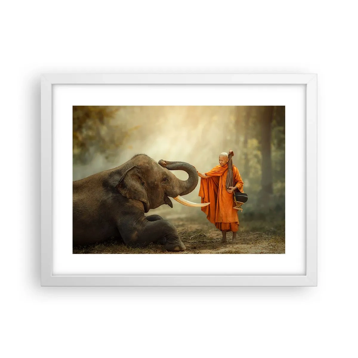 Affiche dans un cadre blanc - Poster - Rencontre en voyageant - 40x30 cm