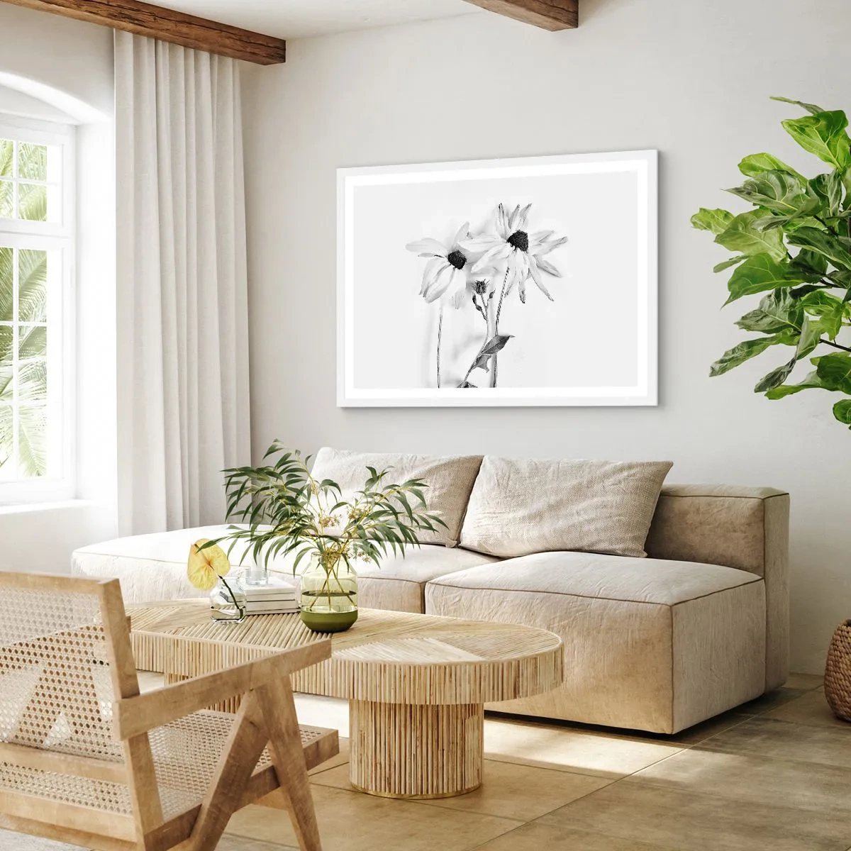 Affiche dans un cadre blanc - Poster - Personne ne souhaite être seul - 50x40 cm