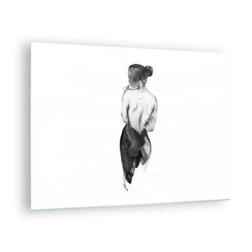 Impression sur verre - Image sur verre - Silhouette noire et blanche d'une femme dans un style aquarelle - 70x50cm - Auprès d'elle, le monde disparaît - Décoration murale moderne pour le salon et la chambre ARTTOR