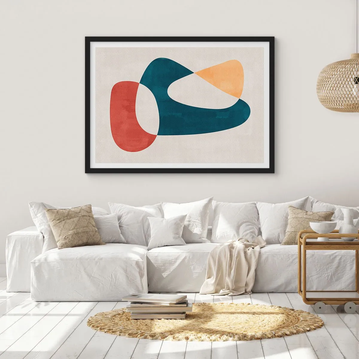 Affiche dans un cadre noir - Poster - Formes abstraites aux couleurs harmonieuses - 70x50cm - Influences et métamorphoses - Décoration murale moderne pour le salon et la chambre ARTTOR