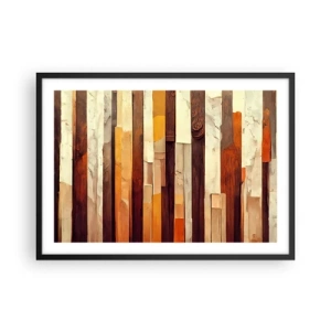 Affiche dans un cadre noir - Poster - Composition géométrique dans les tons de bois et d'or - 70x50cm - Hymne des arbres forestiers - Décoration murale moderne pour le salon et la chambre ARTTOR