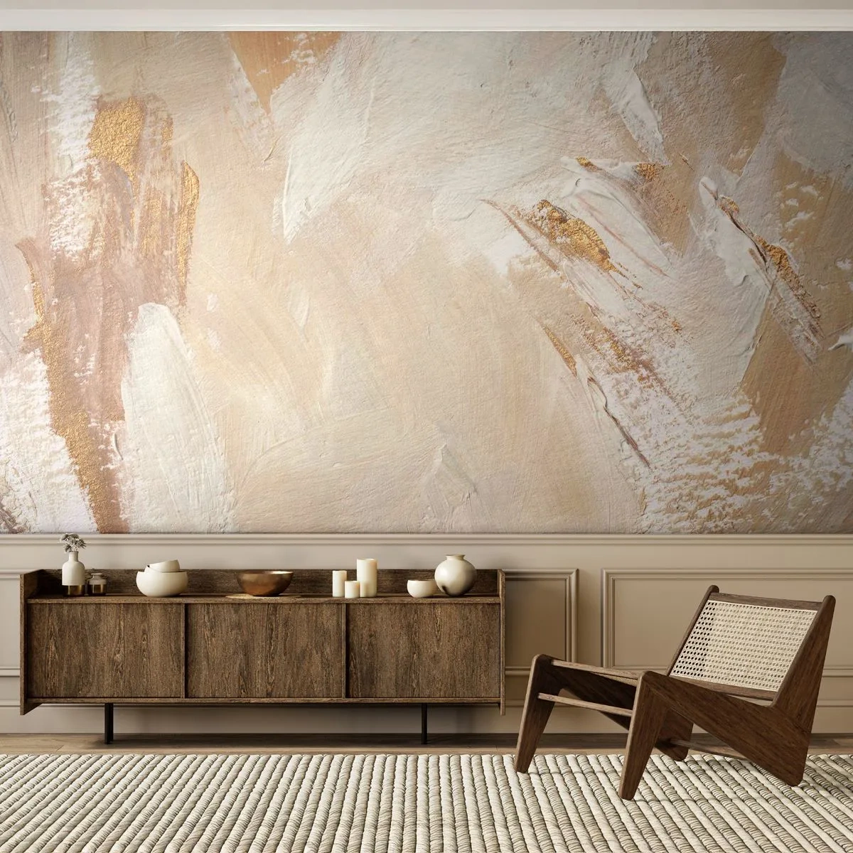 Papier Peint Photo Premium Canvas - Composition pastel - Minimaliste, Brillant, Morceau - 250x175 cm