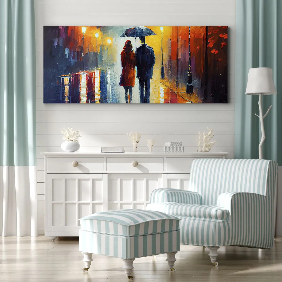 Impression sur toile - Image sur toile - Ensemble – une nuit colorée - 100x40 cm