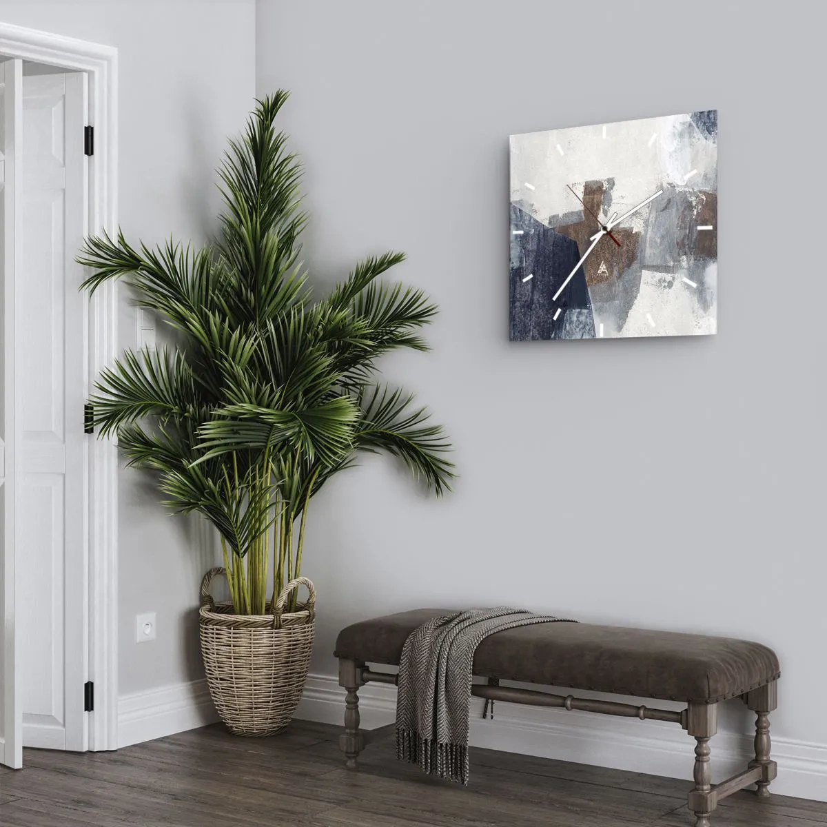 Horloge murale - Pendule murale - Formes bleues et brunes - 40x40 cm