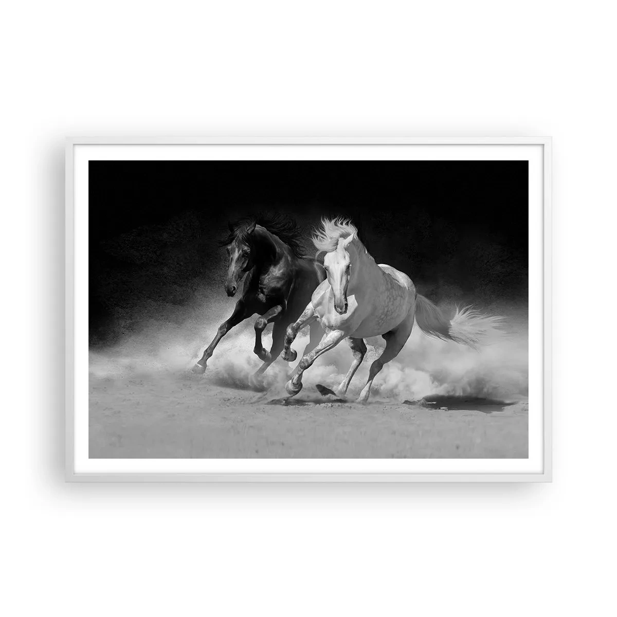 Affiche dans un cadre blanc - Poster - Galop de la liberté - 100x70 cm