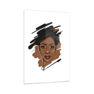 Impression sur verre - Image sur verre - Portrait d'une femme aux traits de peinture artistiques - 80x120cm - Doux comme le chocolat - Décoration murale moderne pour le salon et la chambre ARTTOR