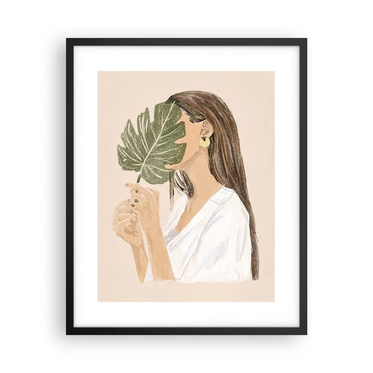 Affiche dans un cadre noir - Poster - Portrait mystérieux avec un éventail - 40x50 cm