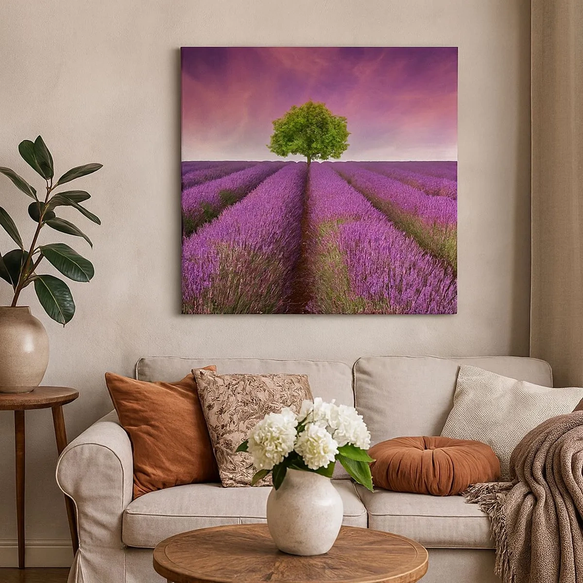 Impression sur toile - Image sur toile - Dans un champs de lavande - 30x30 cm