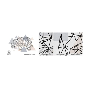 Échantillon de Papier Peint Premium Canvas - Structure de force - Abstraction, Graphique, Rhinocéros - 100x30 cm