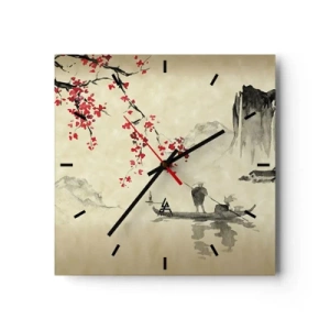Horloge murale - Pendule murale - Au pays des cerisiers en fleurs - 40x40 cm