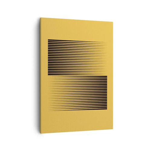 Impression sur toile - Image sur toile - Lignes noires verticales sur fond jaune - 50x70cm - Cadre opposé - Décoration murale moderne pour le salon et la chambre ARTTOR