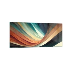 Impression sur verre - Image sur verre - Vagues abstraites dans des tons chauds et froids - 120x50cm - Tissé à partir de couleurs - Décoration murale moderne pour le salon et la chambre ARTTOR