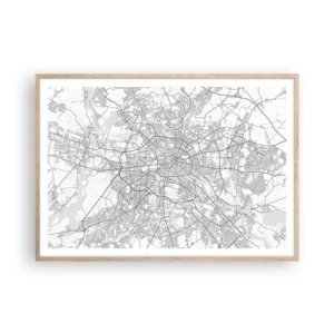 Affiche dans un chêne clair - Poster - Fleur de Berlin - 100x70 cm