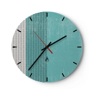 Horloge murale - Pendule murale - Graphismes turquoise et noirs avec un motif et une texture rythmiques - 30x30cm - Composition équilibrée - Décoration murale moderne pour le salon, la cuisine et la chambre ARTTOR