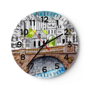 Horloge murale - Pendule murale - Une ville comme peinte - 30x30 cm