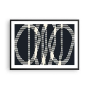 Affiche dans un cadre noir - Poster - Lignes géométriques dans des tons clairs sur un fond sombre - 70x50cm - Une tentative de briser l'obscurité - Décoration murale moderne pour le salon et la chambre ARTTOR