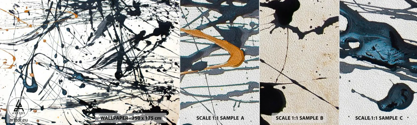 Échantillon de Papier Peint Premium Sand - Abstraction expressionniste - Abstraction, Morceau, Artistique - 100x30 cm