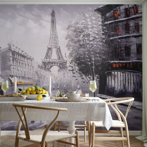 Papier Peint Autocollant Deluxe Sticker - Balade parisienne - Ville, Paris, tour Eiffel - 200x140 cm