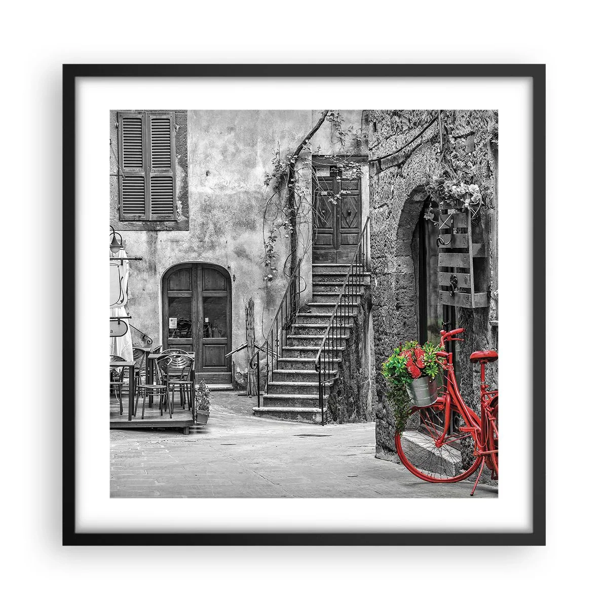 Affiche dans un cadre noir - Poster - Ruelle toscane - 50x50 cm
