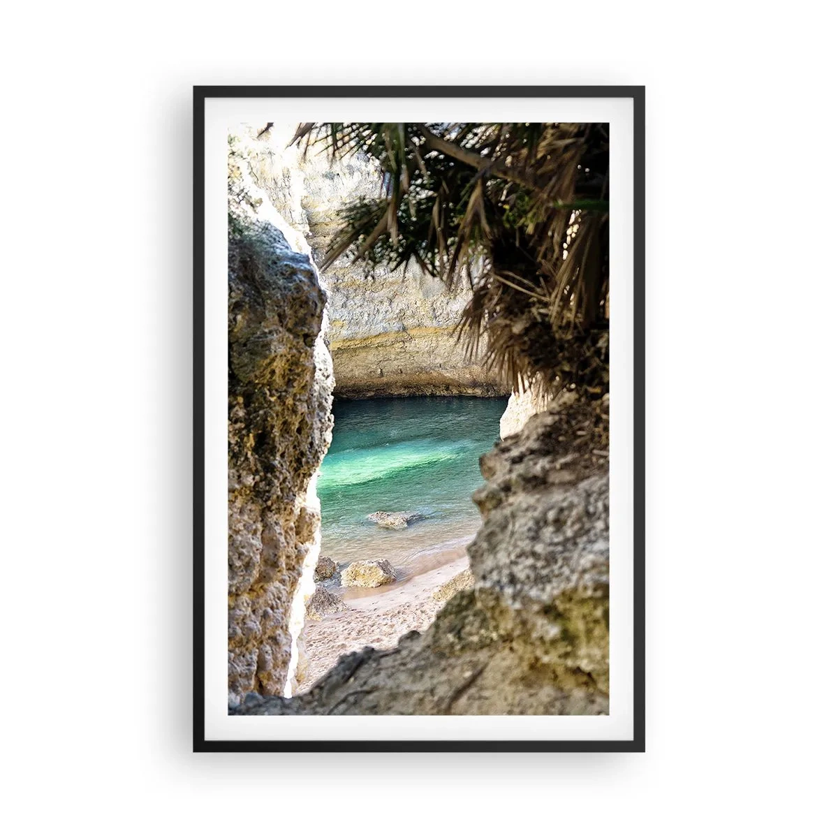 Affiche dans un cadre noir - Poster - Baie turquoise - 61x91 cm