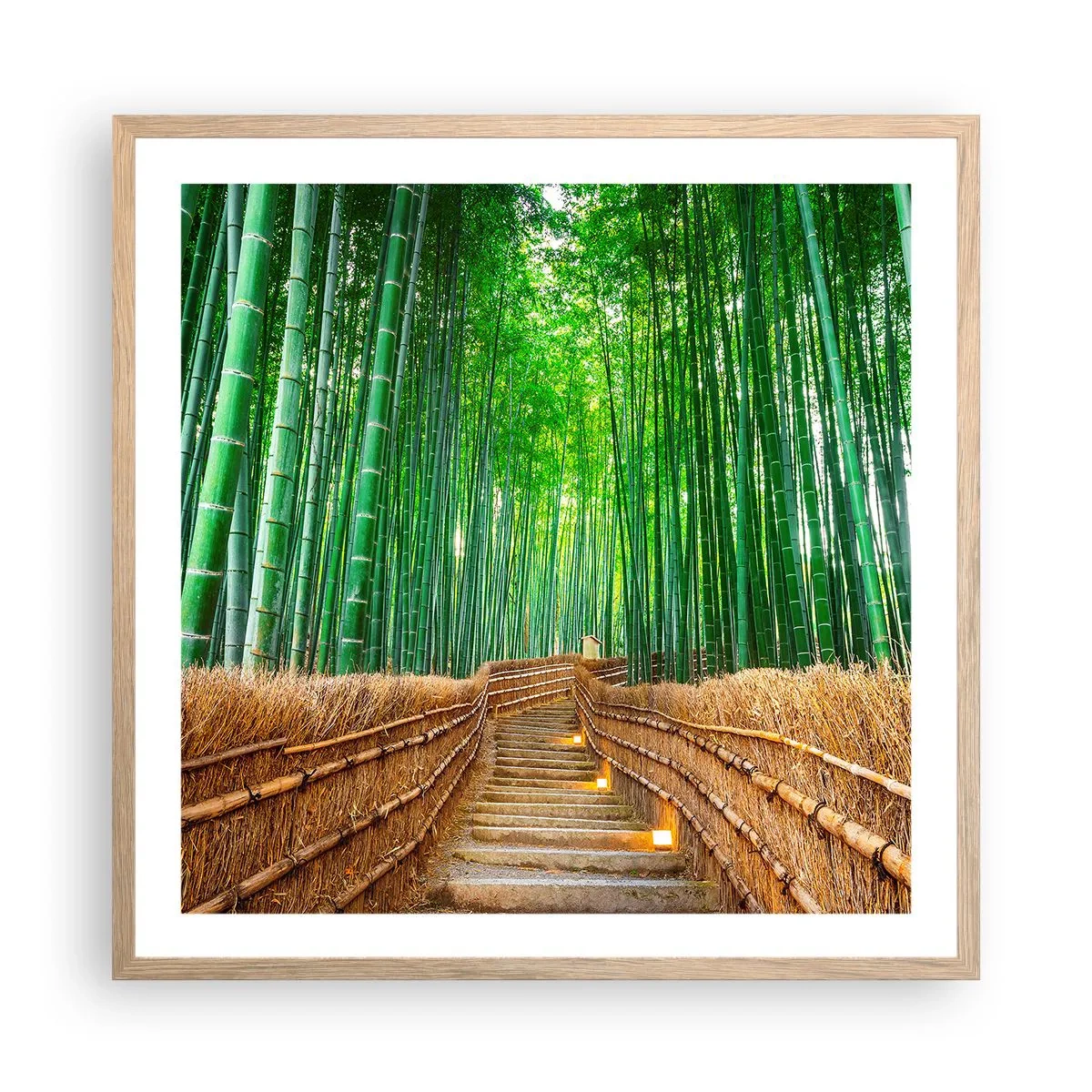 Affiche dans un chêne clair - Poster - L'essence de la nature asiatique - 60x60 cm