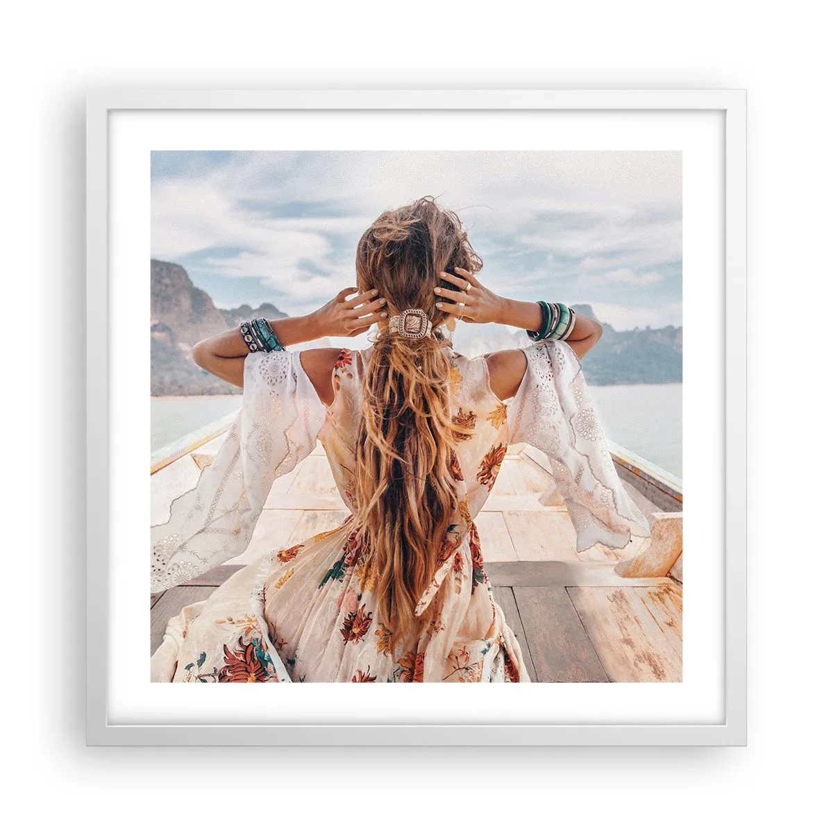 Affiche dans un cadre blanc - Poster - En route vers le bonheur - 50x50 cm
