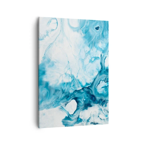 Impression sur toile - Image sur toile - Motif abstrait dans les tons de bleu - 50x70cm - Concert de bleu - Décoration murale moderne pour le salon et la chambre ARTTOR