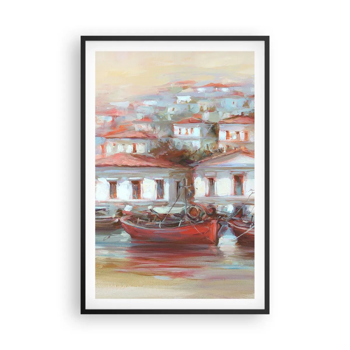 Affiche dans un cadre noir - Poster - Petite ville heureuse - 61x91 cm