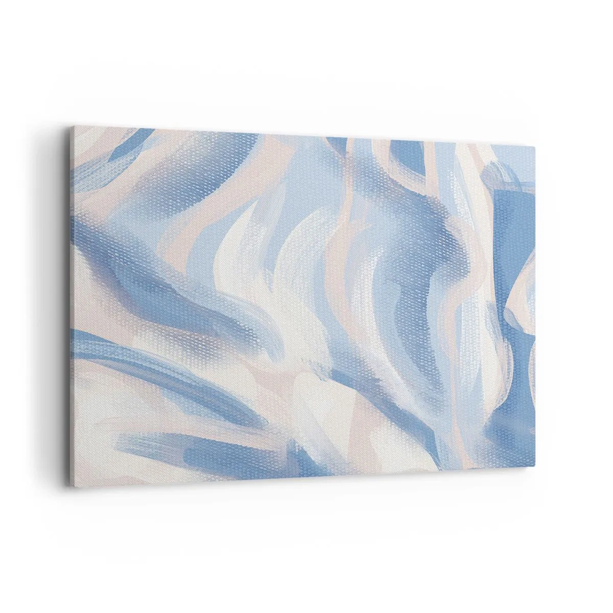 Impression sur toile - Image sur toile - Coups de pinceau abstraits dans des tons de bleu et de beige - 100x70cm - Vagues bleues - Décoration murale moderne pour le salon et la chambre ARTTOR