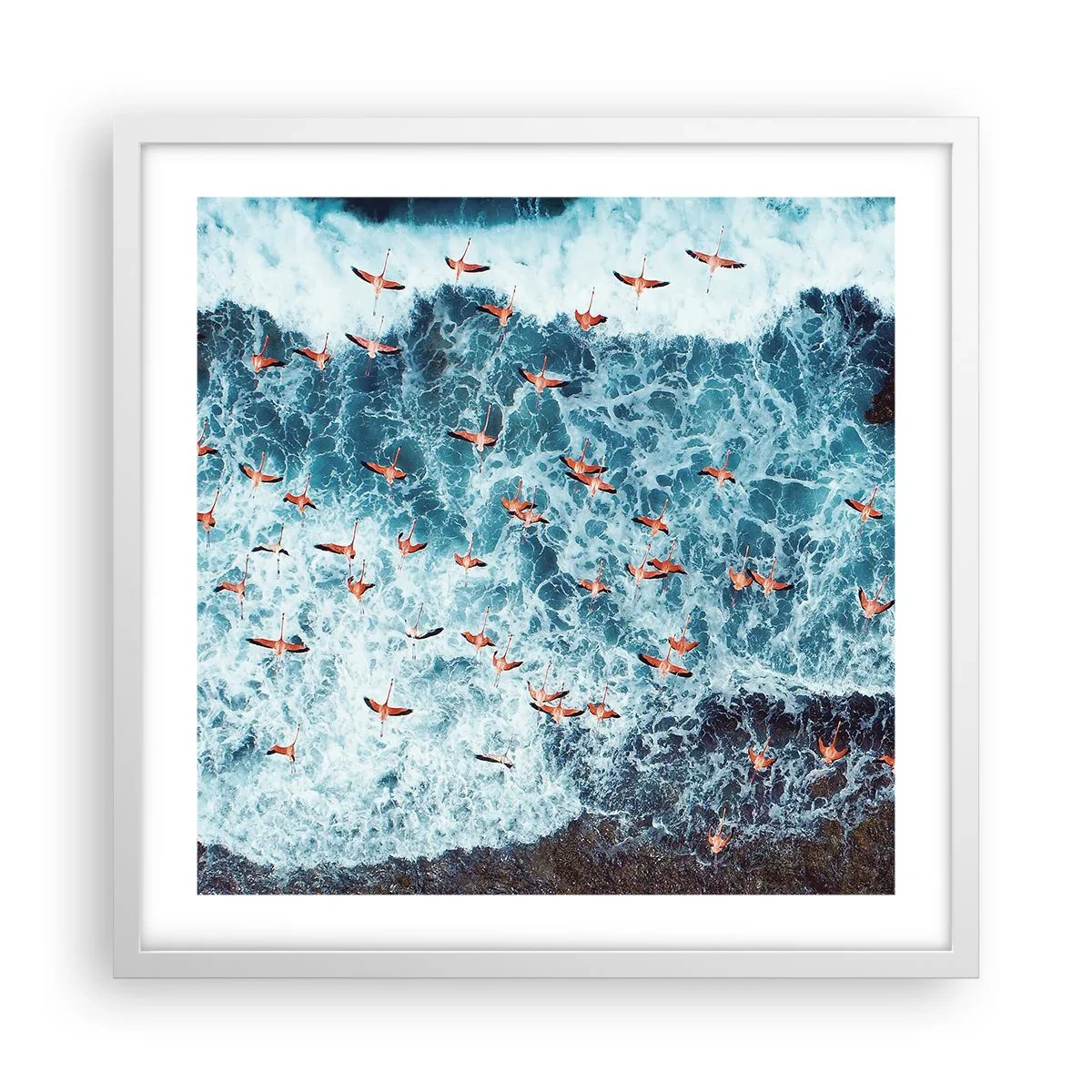 Affiche dans un cadre blanc - Poster - Défilé du bord de mer - 50x50 cm