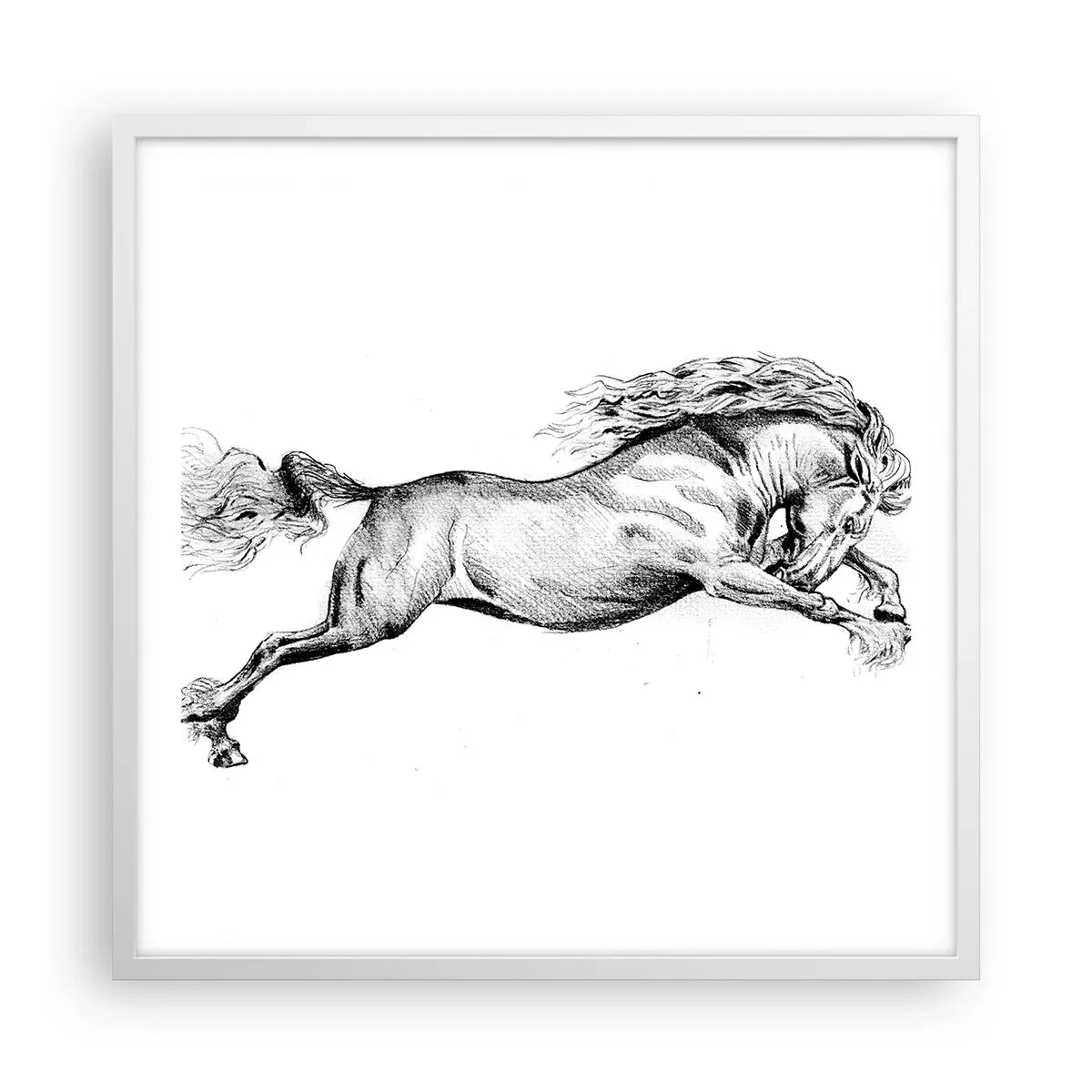 Affiche dans un cadre blanc - Poster - Immortalisé au galop - 60x60 cm