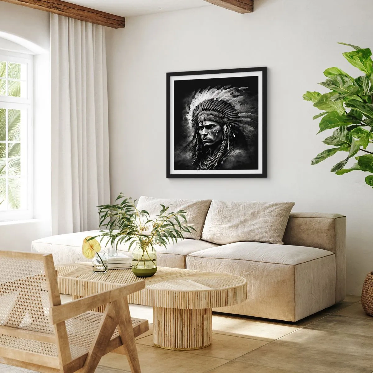 Affiche dans un cadre noir - Poster - Un leader et un guerrier - 40x40 cm