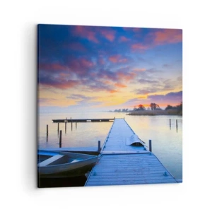 Impression sur toile - Image sur toile - Calme violet-doré - 50x50 cm