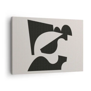 Impression sur toile - Image sur toile - Composition géométrique abstraite en noir et blanc - 70x50cm - À monter soi-même - Décoration murale moderne pour le salon et la chambre ARTTOR