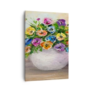 Impression sur toile - Image sur toile - Un bouquet de fleurs colorées dans un vase blanc - 70x100cm - Nature morte dans un vase blanc - Décoration murale moderne pour le salon et la chambre ARTTOR
