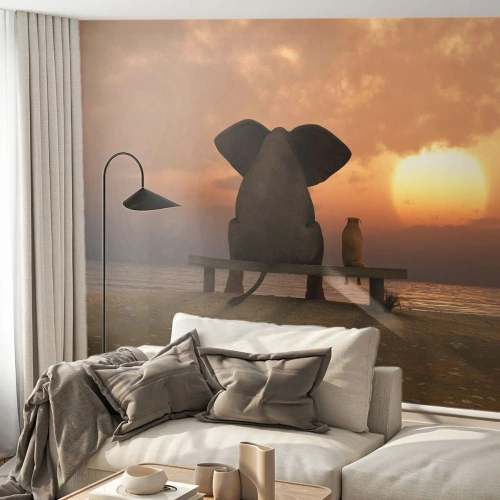 Papier peint sur mesure Premium Sand - C'est bon de garder le silence ensemble - Abstraction, Animaux, Amitié