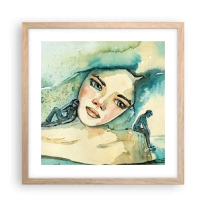 Affiche dans un chêne clair - Poster - Suis-je bleu? - 40x40 cm