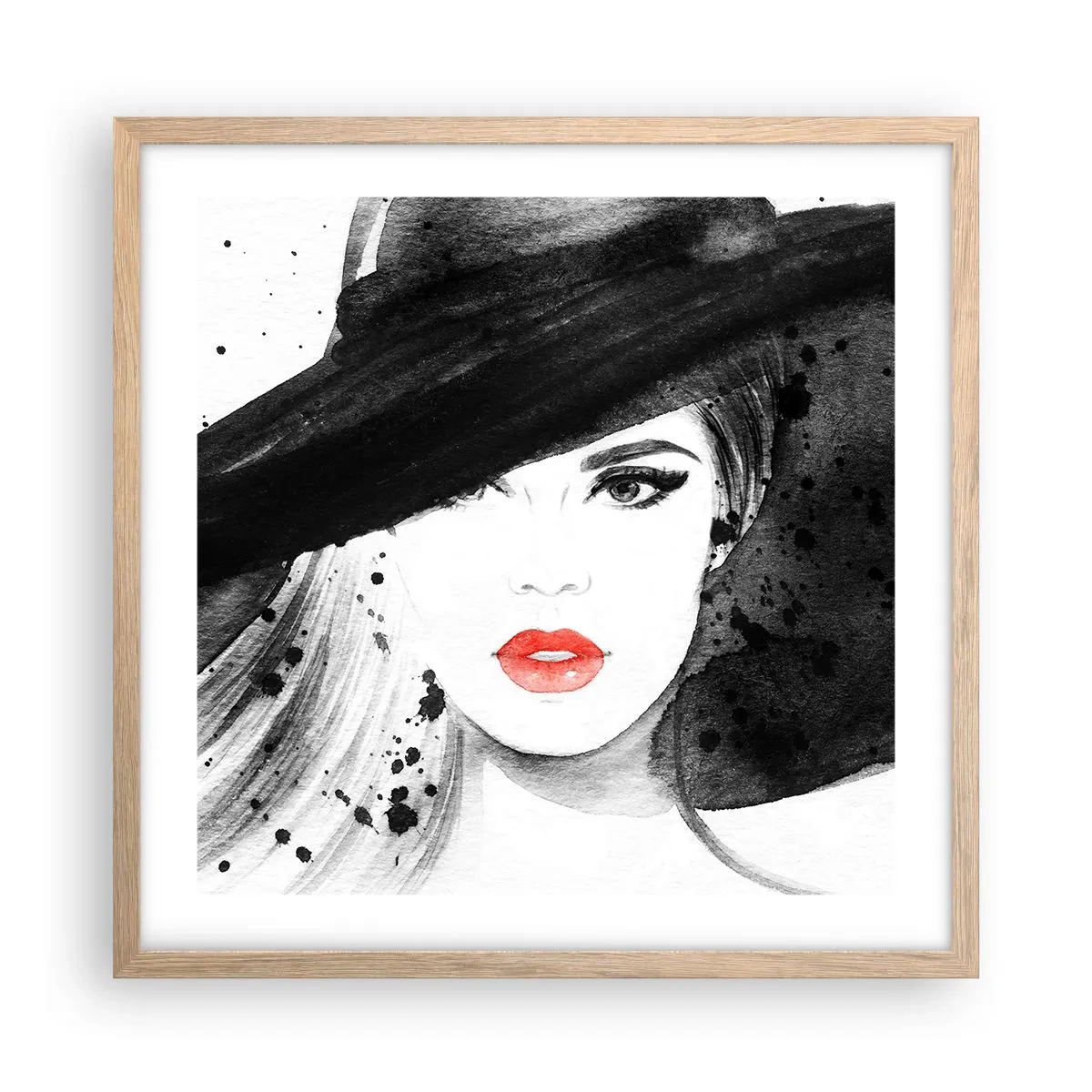 Affiche dans un chêne clair - Poster - Dame en noir - 50x50 cm