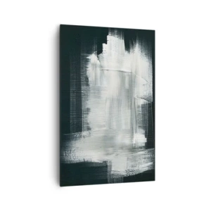Impression sur toile - Image sur toile - Traits abstraits blancs sur fond sombre - 80x120cm - Tissé à la verticale et à l'horizontale - Décoration murale moderne pour le salon et la chambre ARTTOR