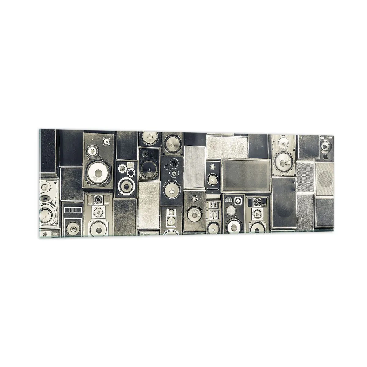 Impression sur verre - Image sur verre - Collection d'enceintes de style rétro - 160x50cm - Tout va bien - Décoration murale moderne pour le salon et la chambre ARTTOR