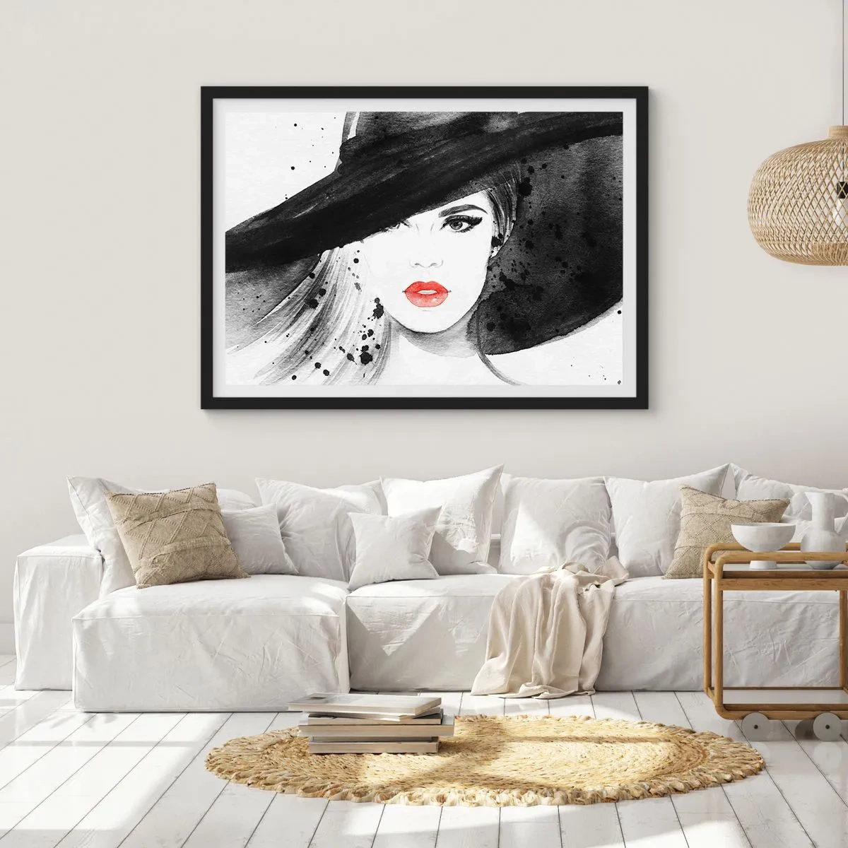 Affiche dans un cadre noir - Poster - Dame en noir - 50x40 cm