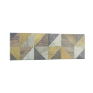 Impression sur verre - Image sur verre - Composition géométrique de triangles aux tons terreux - 160x50cm - Suivant l'angle du triangle - Décoration murale moderne pour le salon et la chambre ARTTOR