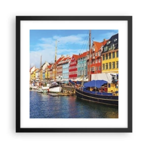 Affiche dans un cadre noir - Poster - Quai joyeux - 40x40 cm