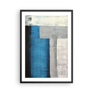 Affiche dans un cadre noir - Poster - Abstraction géométrique dans les tons de bleu et de gris - 50x70cm - Une composition poétique de gris et de bleu - Décoration murale moderne pour le salon et la chambre ARTTOR