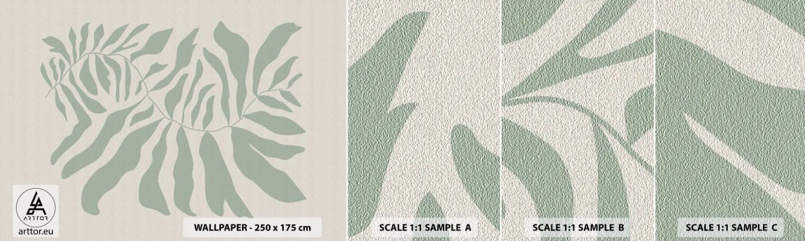 Échantillon de Papier Peint Autocollant Deluxe Sticker - Brindille d'émeraude - Bohème, Usine, Botanique - 100x30 cm