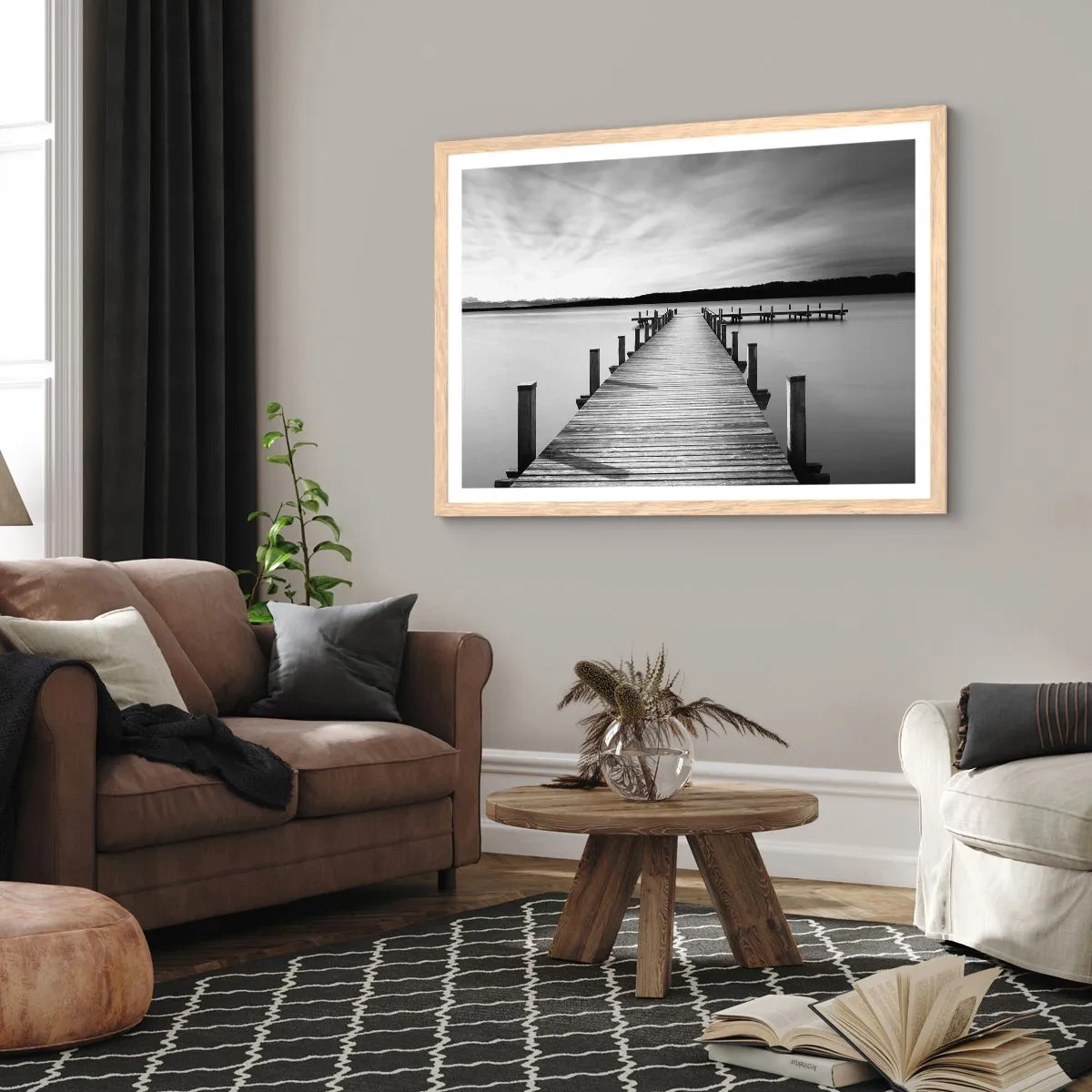 Affiche dans un chêne clair - Poster - Au point d'eau - la paix - 40x30 cm