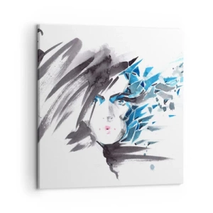 Impression sur toile - Image sur toile - Portrait sensuel en gris et bleu - 50x50 cm