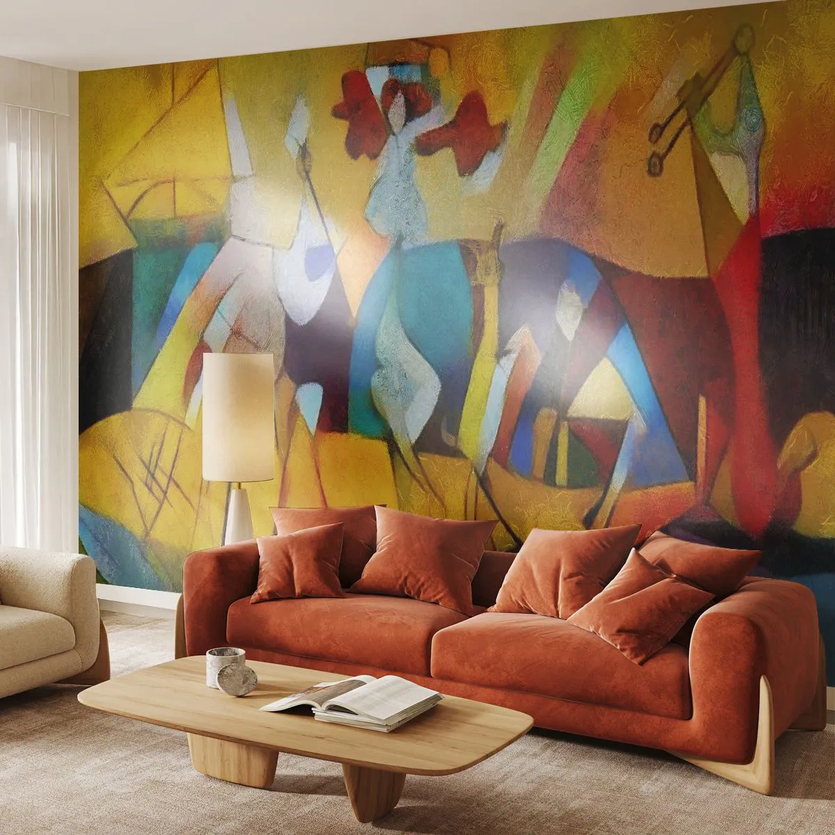 Papier Peint Photo Premium Canvas - Soleil - vie - joie - Animaux, Afrique, Cubisme - 200x140 cm