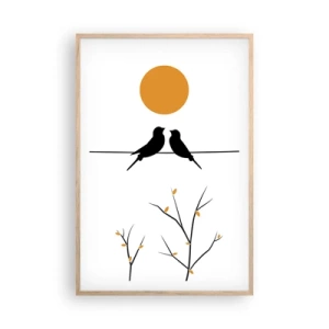 Affiche dans un chêne clair - Poster - Soirée pour rossignols - 61x91 cm